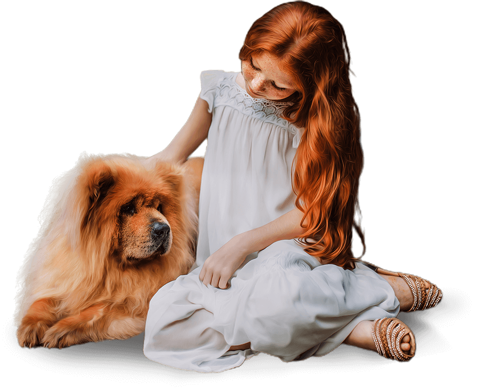 Services girl with dog